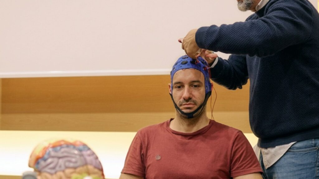 Hombre en terapia de neuromodulación no invasiva